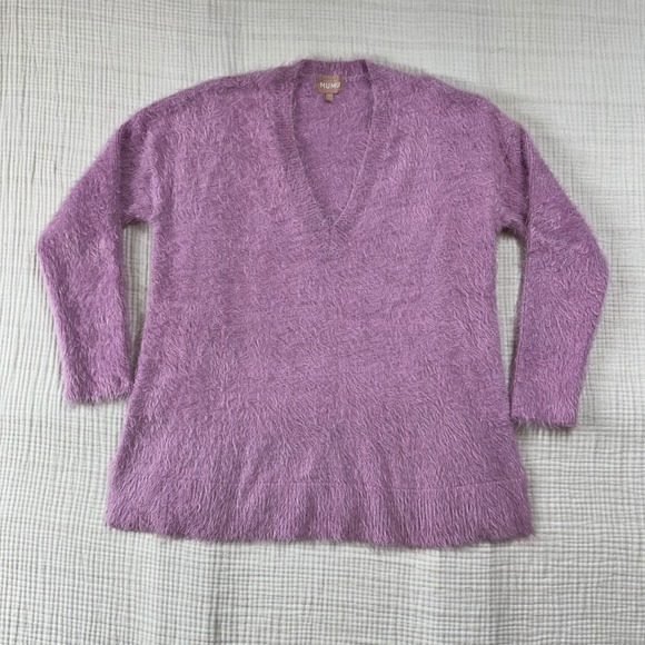 Show Me Your MuMu Sweaters - Show Me Your Mumu Womens Pink Long Sleeve V-Neck Pullover cozy forever Sweater M